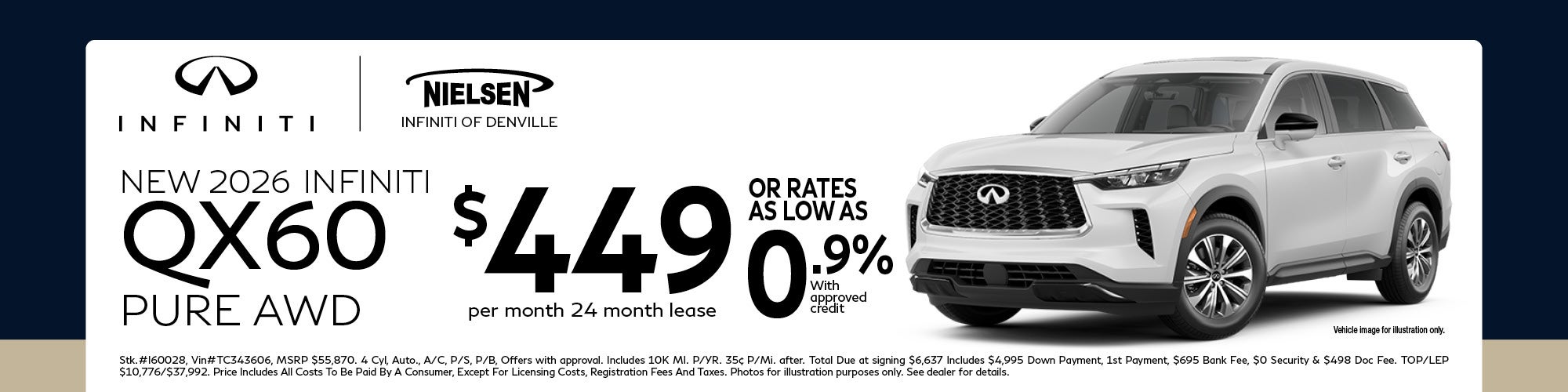2026 INFINITI QX60 Pure AWD Lease Offer